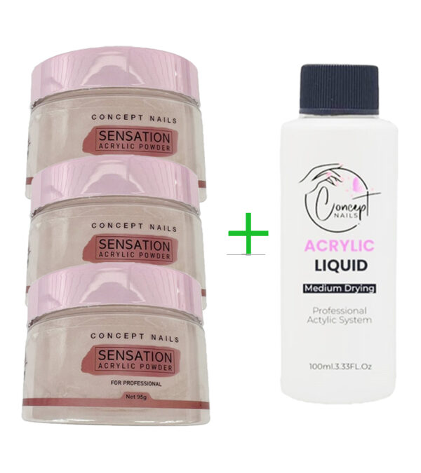 3 Acrylic Powder 95g Any Color+1 Acrylic Liquid 100ml